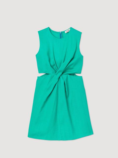 Sandro Short draped dress with cut-outs