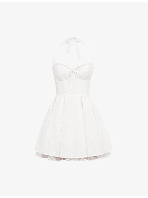 House of CB Harriet Halter Cotton-Blend Mini Dress