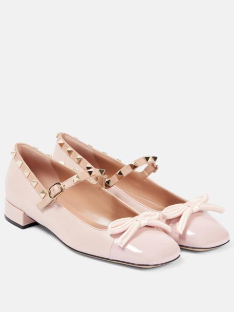 Valentino Rockstud Bow leather ballet flats