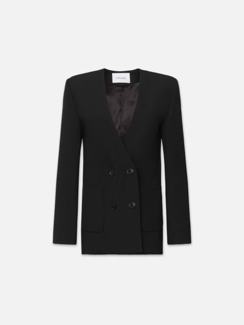 FRAME Clean Double Breasted Blazer in Noir