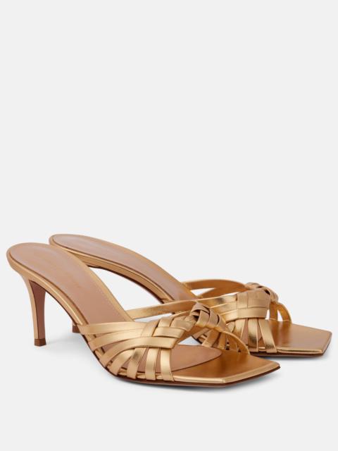 Gianvito Rossi Woven metallic leather mules