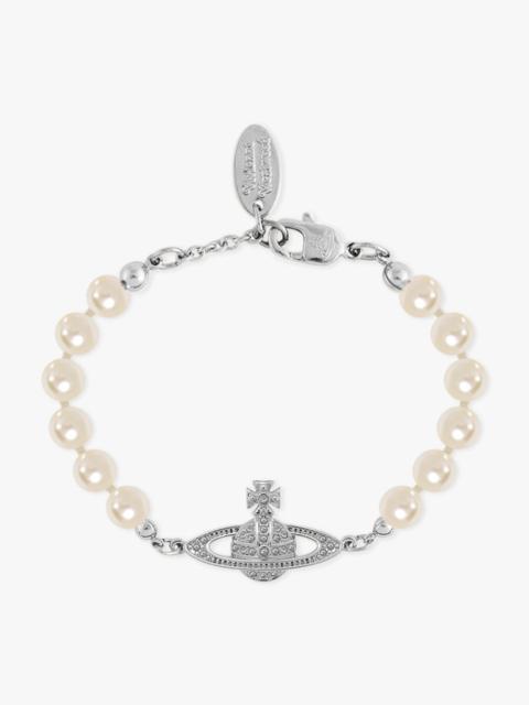 Vivienne Westwood MINI BAS RELIEF PEARL BRACELET | WHITE/SILVER