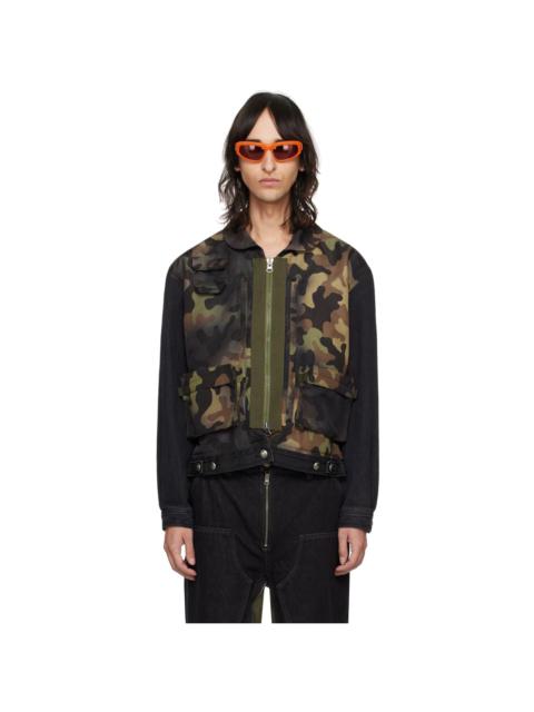 Black Camouflage Denim Jacket