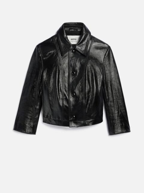 AMI Paris Short Leather Buttoned Jacket