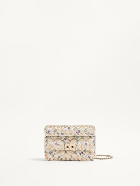 VALENTINO GARAVANI ROCKSTUD SPIKE SMALL JACQUARD FABRIC BAG