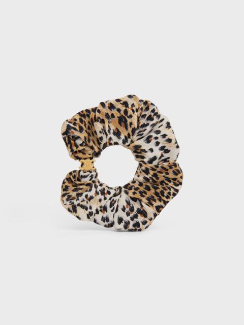 CELINE Scrunchy Celine Leopard Bracelet in Brass with Gold Finish and Beige Silk