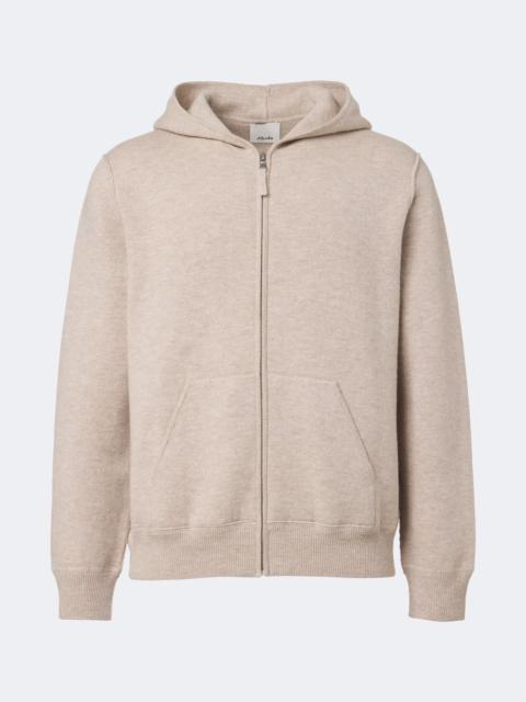 Allude Knitted wool and cashmere zip-up hoodie