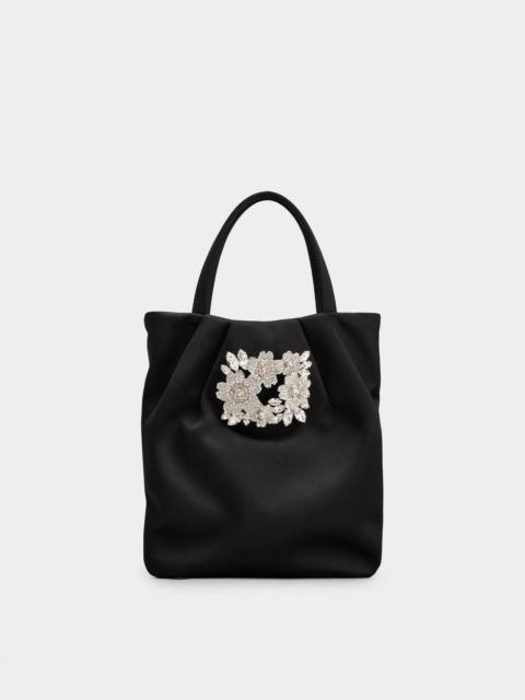 Roger Vivier Drapé Pocket Bouquet Strass Buckle Micro Bag in Satin