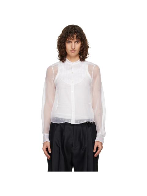 R13 White Pleated Tuxedo Front Shirt