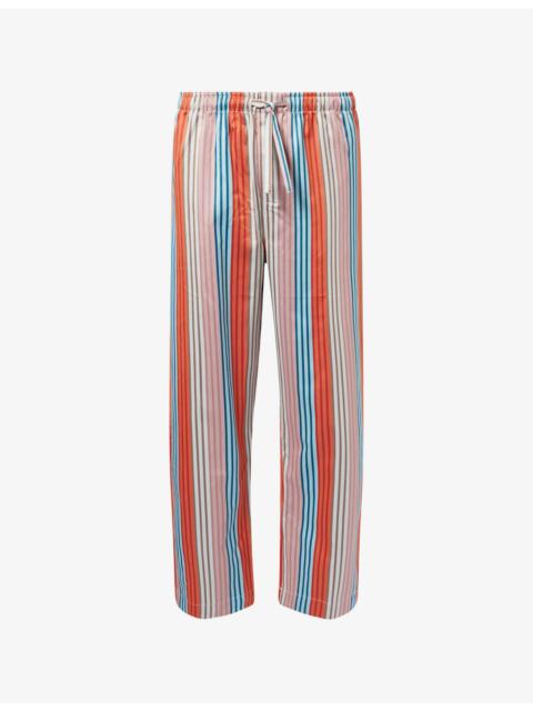 Derek Rose Wellington Stripe Cotton Satin Lounge Trousers