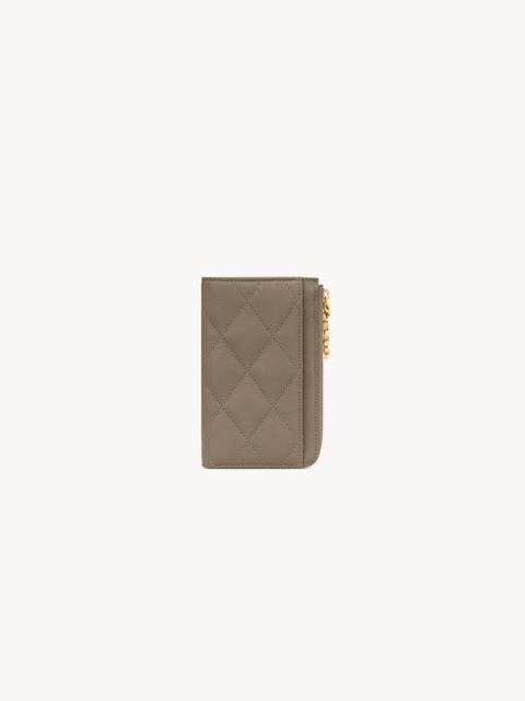 SAINT LAURENT CASSANDRE BIJOU ZIP CARD CASE IN GRAIN DE POUDRE LEATHER