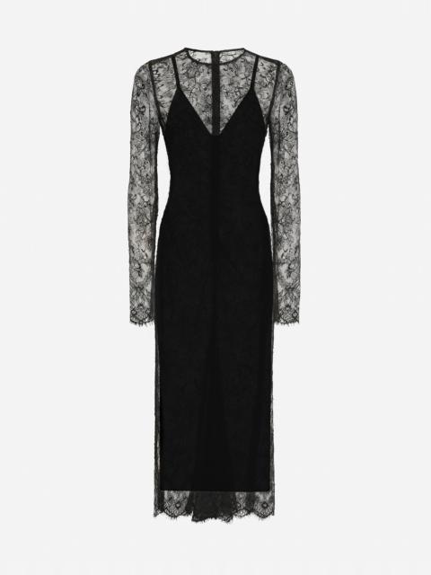 Dolce & Gabbana Chantilly lace fil coupé calf-length dress