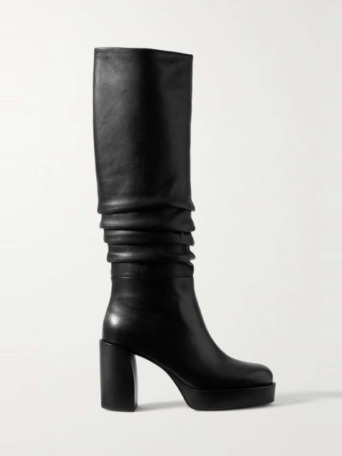 Naomi ruched leather knee boots