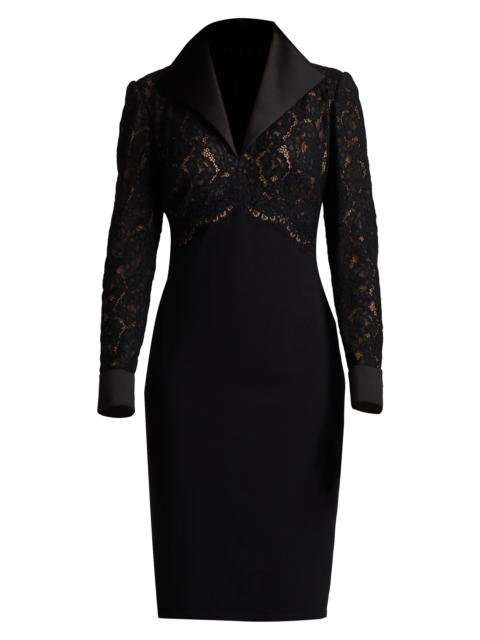 TADASHI SHOJI Women's Lace & Crepe Sheath Dress - Black Beige