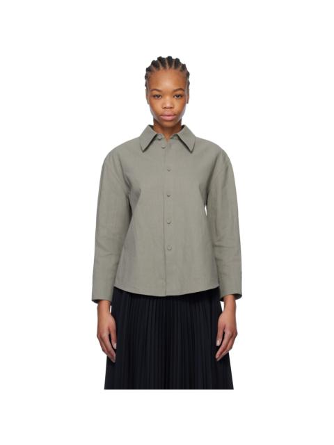 Gray Cropped Linen Shirt