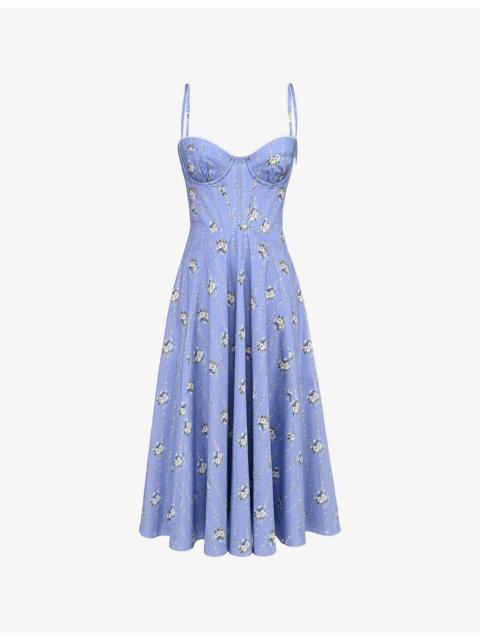 House of CB Steffani Floral-Print Stretch-Cotton Midi Dress