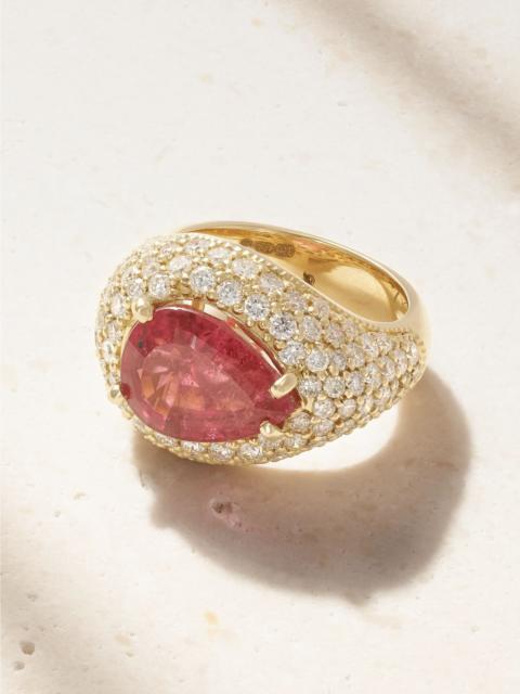 JACQUIE AICHE 14-karat gold, diamond and tourmaline ring Pink