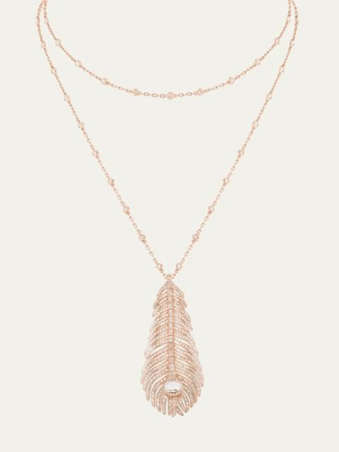 Boucheron Plume de Paon 18K Pink Gold Diamond Pendant Necklace