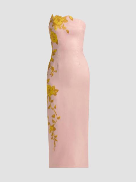 LELA ROSE Women's Rose Fil Coupé Strapless Midi-Dress - Peony Sunflower