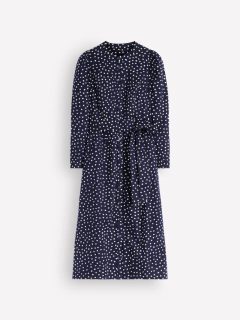 BODEN Louise Midi Shirt Dress-French Navy, Painted Dot