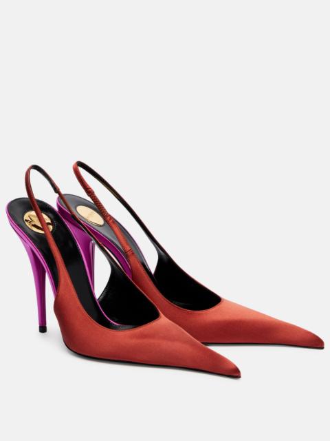 SAINT LAURENT Deroche 110 crêpe satin slingback pumps