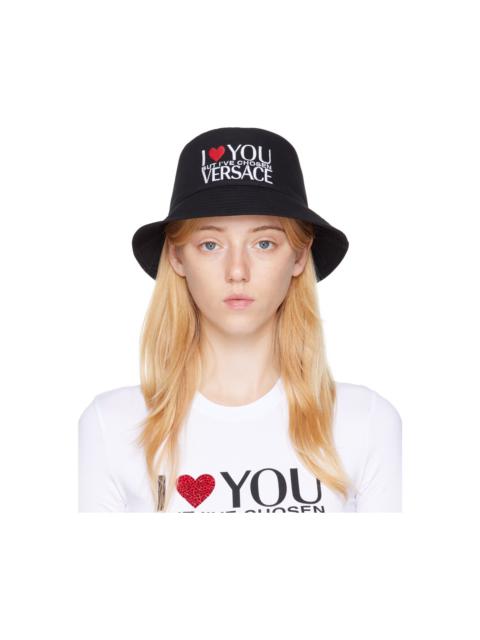 VERSACE Black 'I Love You...' Bucket Hat