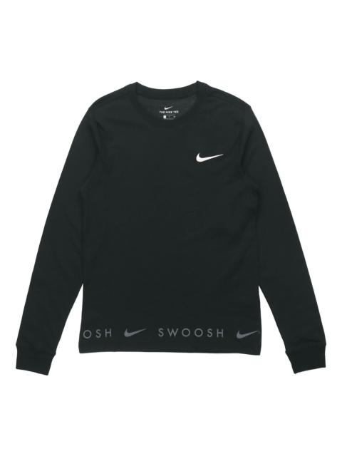 Nike Nike Sportswear Swoosh 캐주얼 스포츠 승무원 목 긴 소매 블랙 DA0336-010