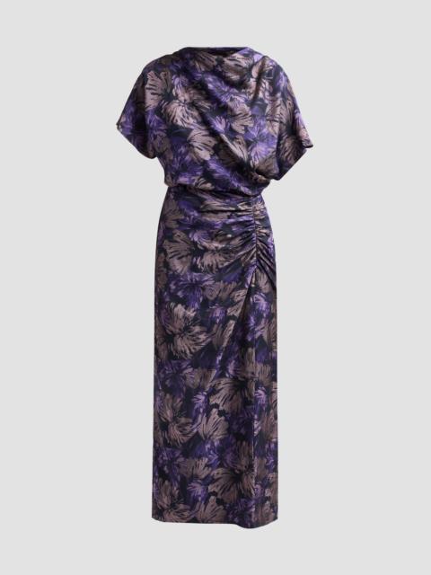 AMSALE Women's Floral Jacquard Draped Midi Dress - Amethyst Multi