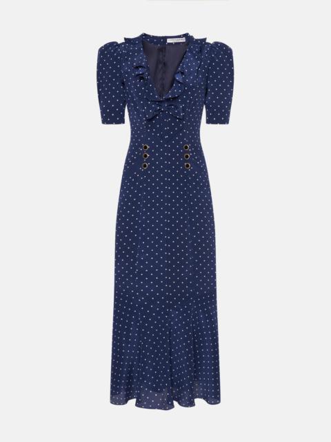 Alessandra Rich POLKA DOT PRINT SILK DRESS WITH RUFFLE AND BOW