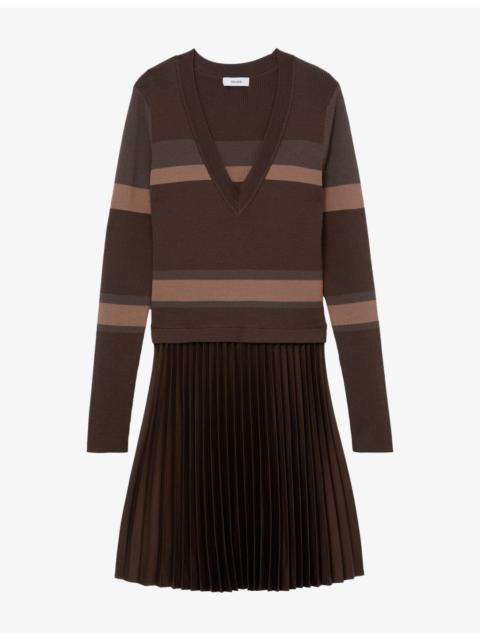REISS Carly Striped Wool-Blend Mini Dress