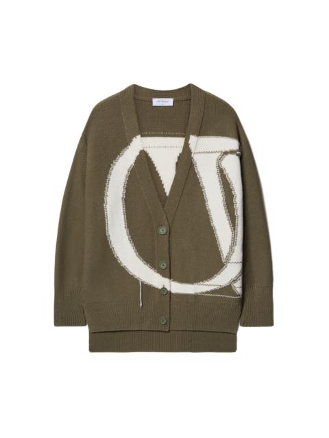 Off-White Military Green Maxi Logo Cardigan