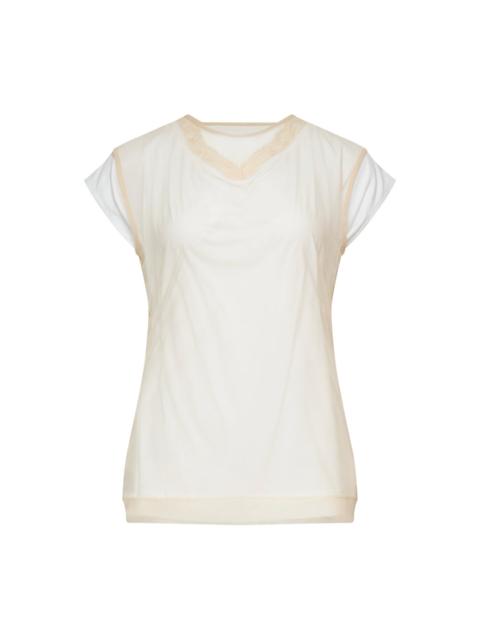 Simone Rocha Layered Liquid Cap Sleeve Lace Top