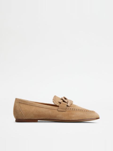 Tod's KATE LOAFERS IN LEATHER - BEIGE