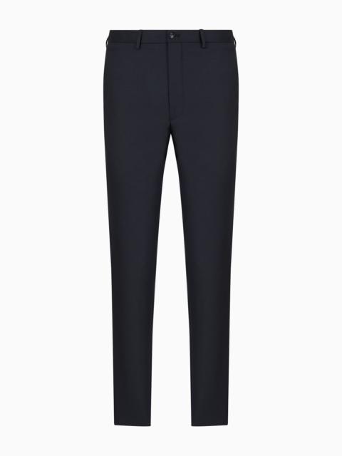 GIORGIO ARMANI Flat-front trousers in wool and cashmere gabardine