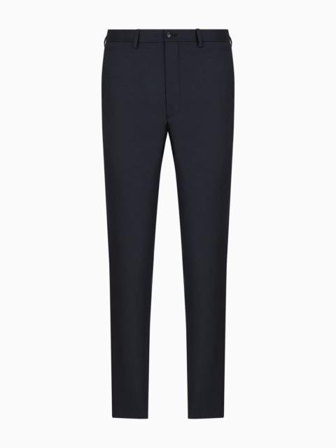 Flat-front trousers in wool and cashmere gabardine