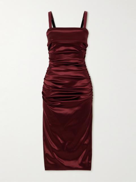 Dolce & Gabbana Ruched Satin Midi Dress