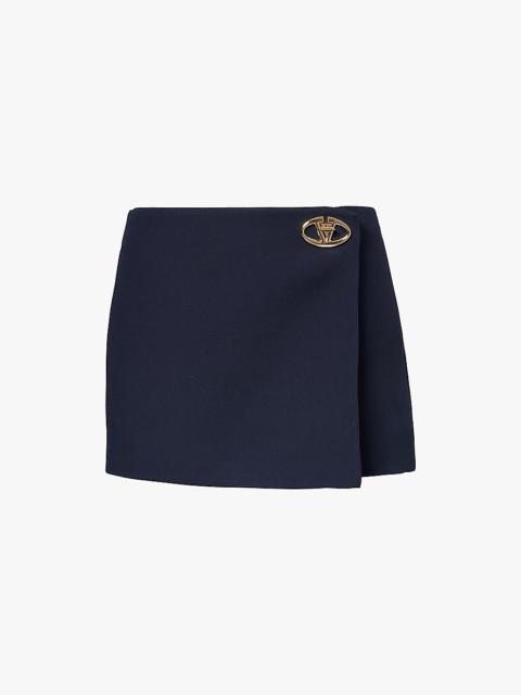 VLOGO front-panel wool and silk shorts