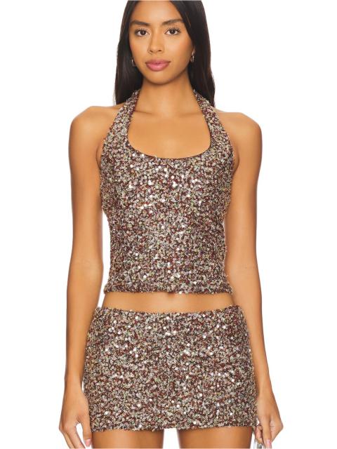 Juli Fitted Sequined Halterneck Top