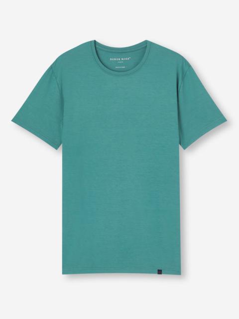 Derek Rose Men's T-Shirt Basel Micro Modal Stretch Teal