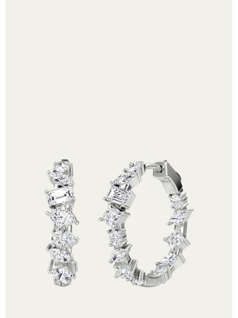 VRAI 14K White Gold Lab-Grown Diamond Mix Shape Hoop Earrings