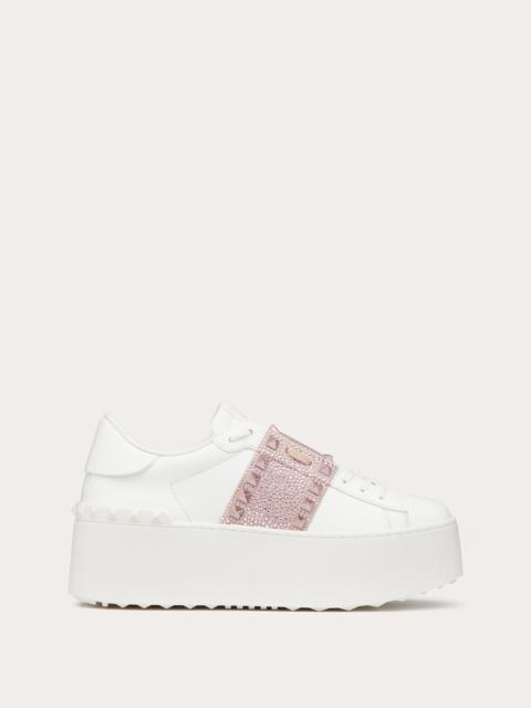 Valentino FLATFORM ROCKSTUD UNTITLED SNEAKER IN CALFSKIN WITH MICRO STUDS