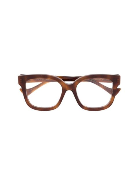 tortoiseshell-effect logo glasses