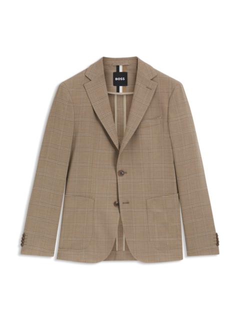 BOSS CHECKED SLIM-FIT JACKET IN STRETCH CLOTH