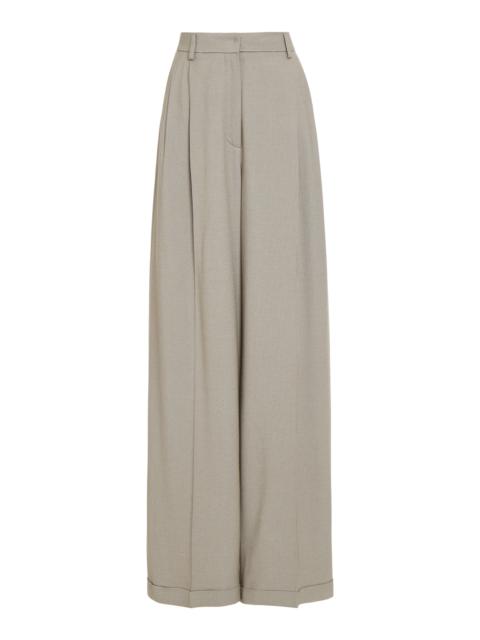 Tod's High-Rise Pleated Wide-Leg Pants grey