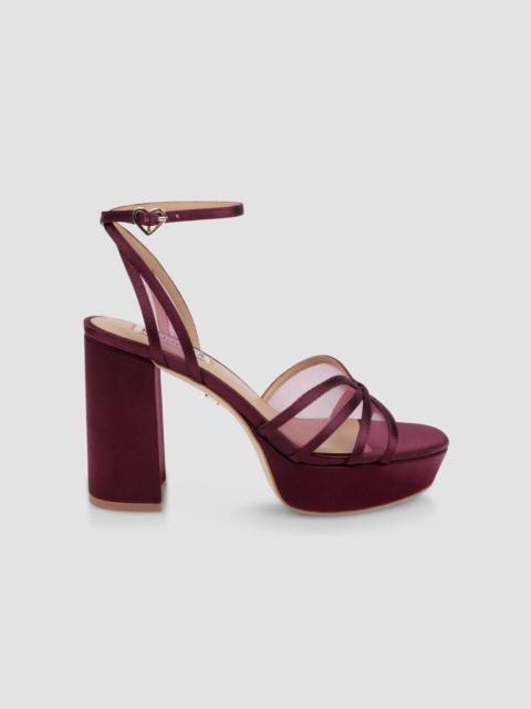 BADGLEY MISCHKA Women's Yohana 100MM Satin & Mesh Sandals - Cherry Satin