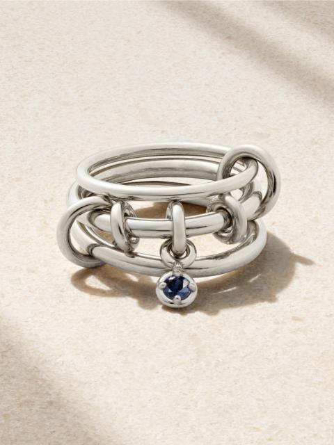 Spinelli Kilcollin Piera Set Of Three Sterling Silver Sapphire Rings