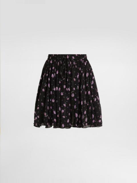 Dolce & Gabbana Carnations-print chiffon circle skirt