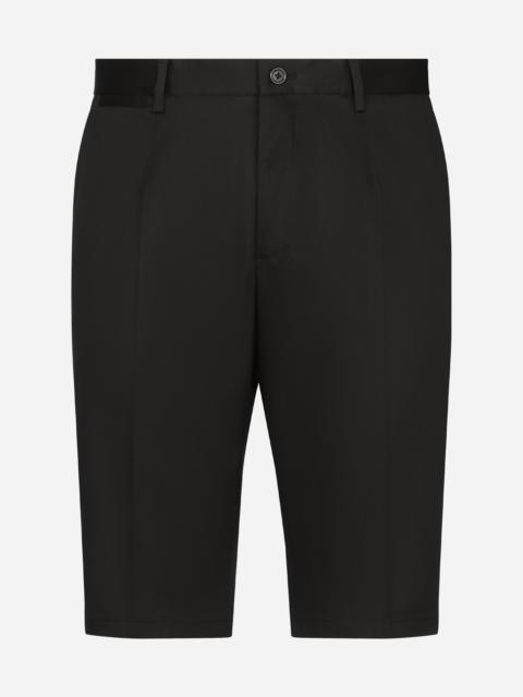 Dolce & Gabbana Stretch cotton shorts with DG embroidery