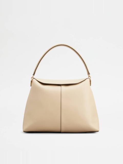 Tod's TOD'S T CASE TOTE MESSENGER BAG IN LEATHER SMALL - BEIGE