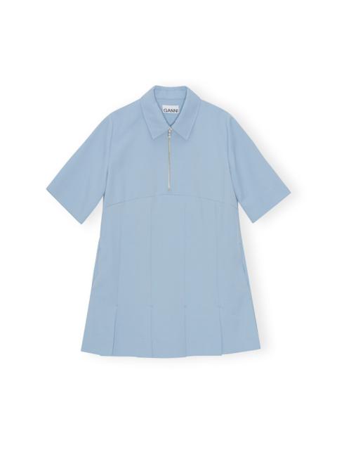 LIGHT BLUE TWILL SUITING MINI DRESS